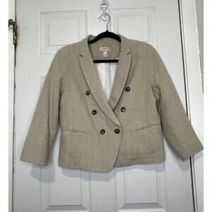 Ann Taylor Beige Double-Breasted Blazer